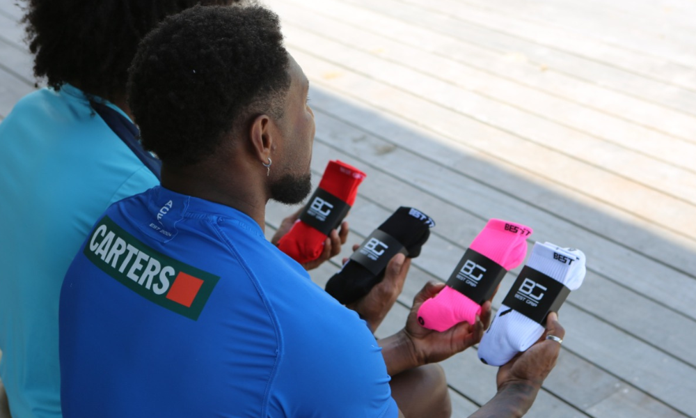 Football players holding best grip socks