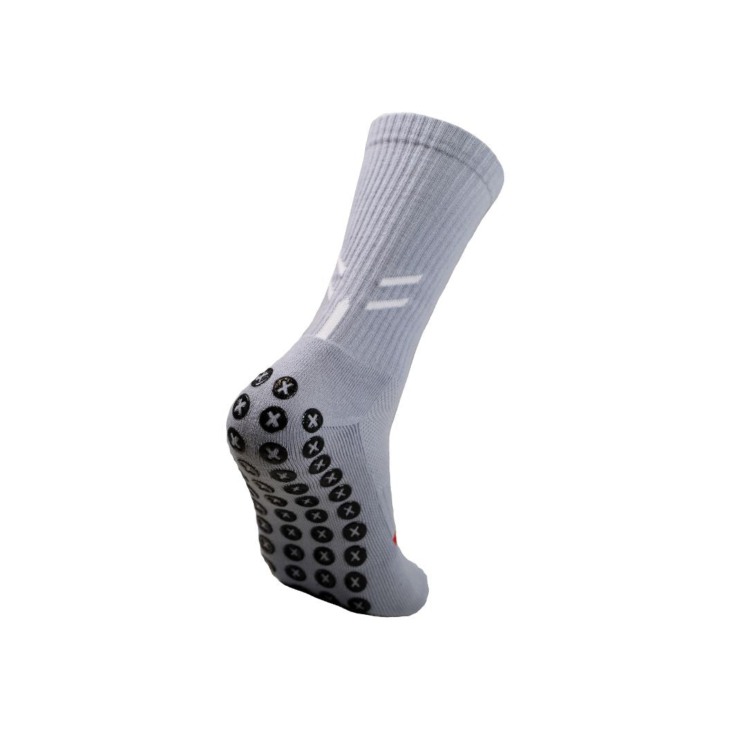 Elite Grey grippy socks for footballers and athletes in NZ and AUS to boost traction and comfort