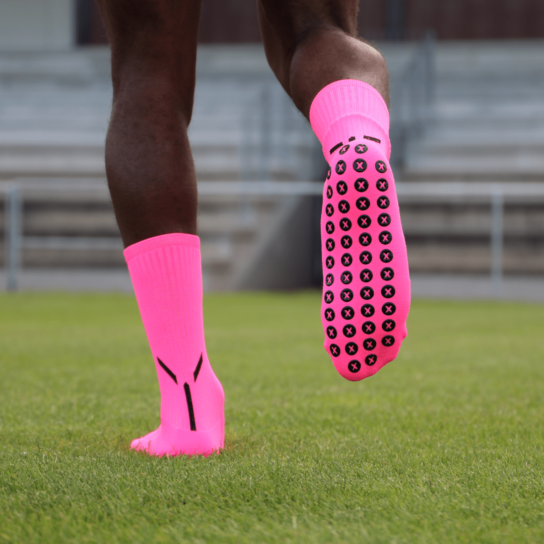Pink grip socks for football – non-slip grip socks NZ & Australia. Trusted by athletes for comfort, control, and popularity