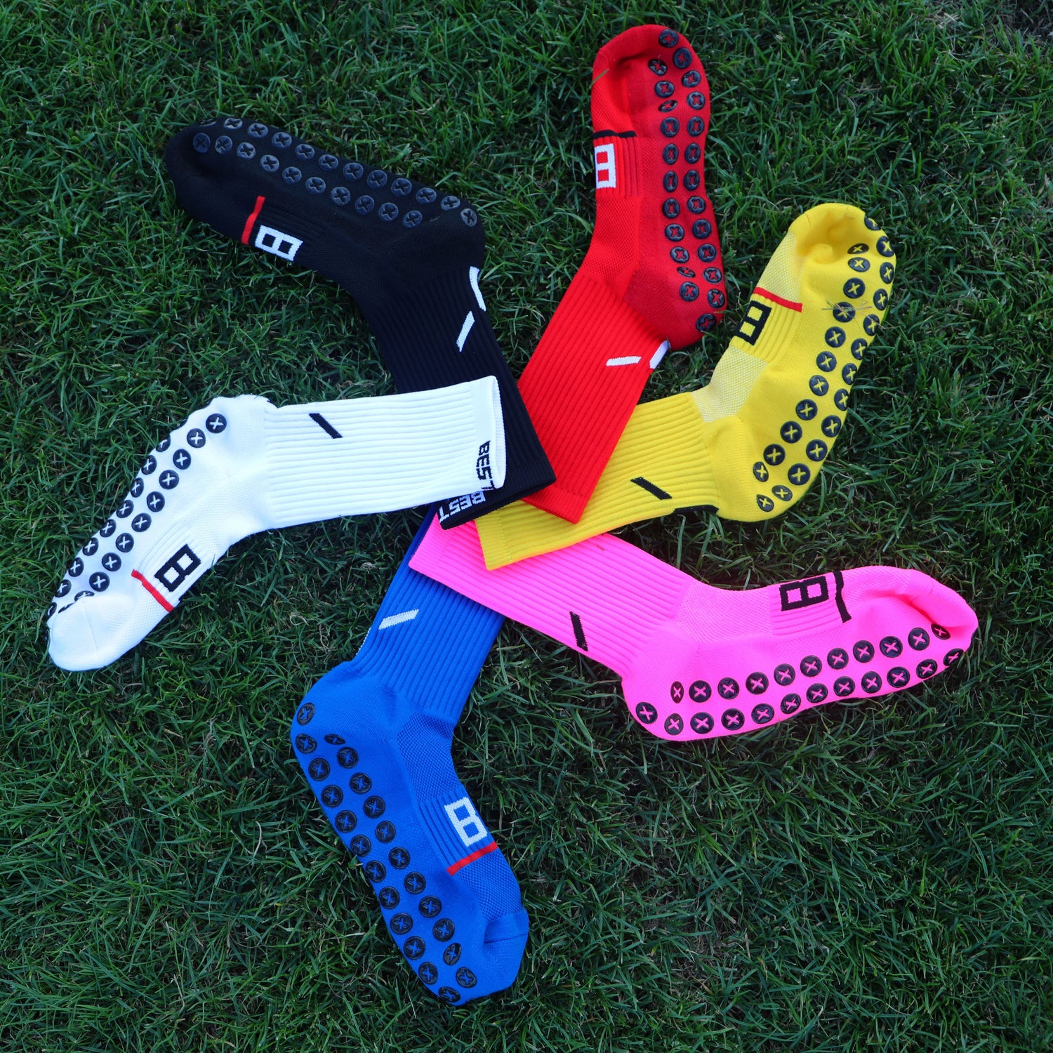 WHITE, PINK, BLACK, RED, BLUE, YELLOW GRIP SOCKS